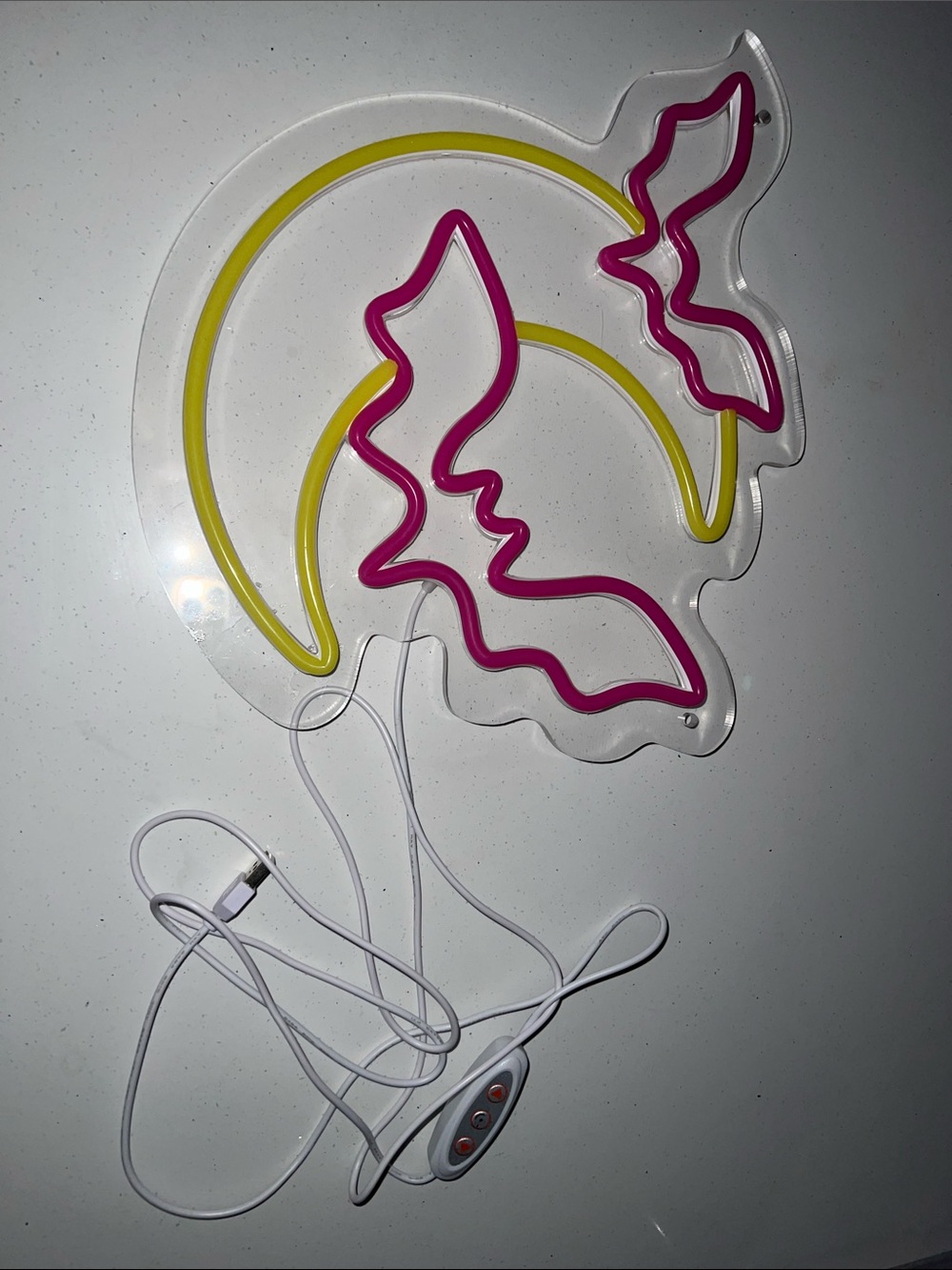 Pink and Yellow Neon Wall Light with USB Control